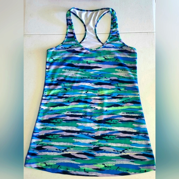 lululemon athletica Tops - Lululemon Cool Racerback Tank Top Seven Wonders Multi Color Blue/Green Sz 8